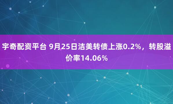 宇奇配资平台 9月25日洁美转债上涨0.2%，转股溢价率14.06%